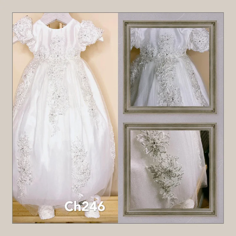 2 Piece Bead & Rhinestone Christening Dress w/Bonnet