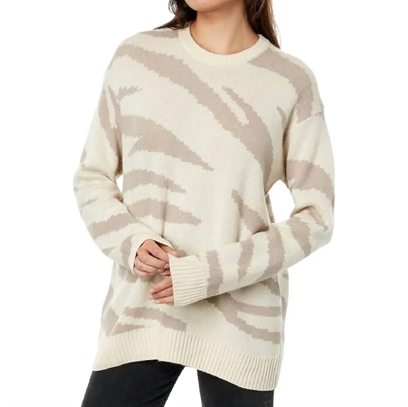 Lana Zebra Sweater In Beige