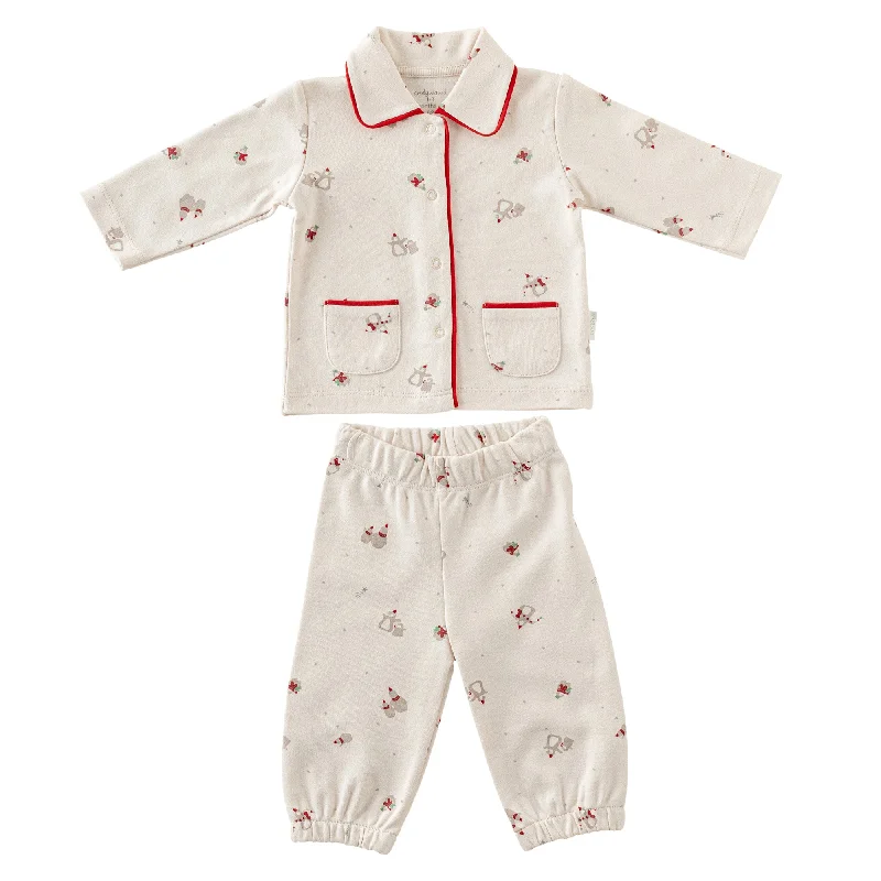 Cream Penguin Print Pajamas