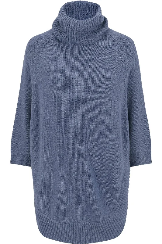 Casual Clutch Naomi Turtleneck Poncho In Blue