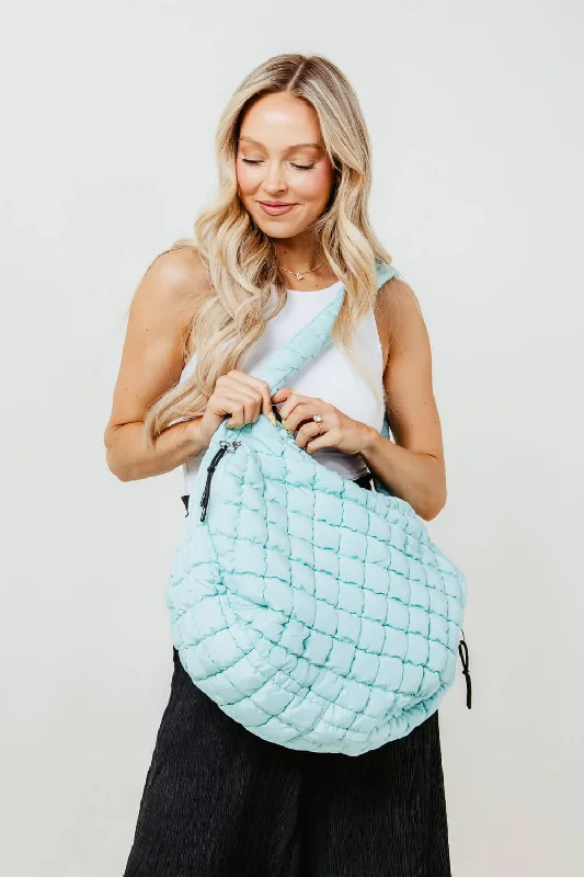 Large Quilted Puffer Bag for Women in Mint | PB9801-MINT