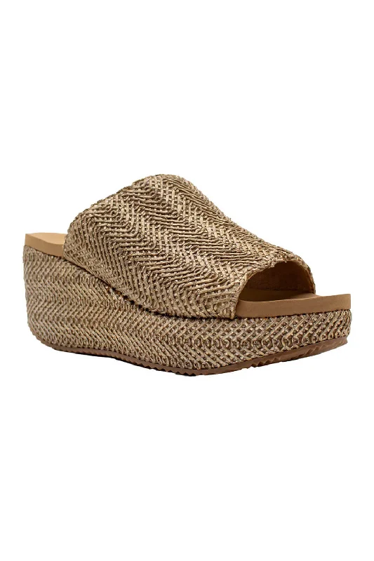 Volatile Canteen Woven Wedge Sandals for Women in Brown | PV1013-PEWTER