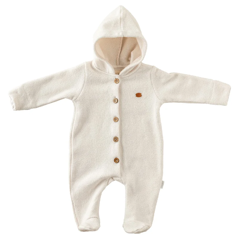 Cream Hood Buttoned Romper