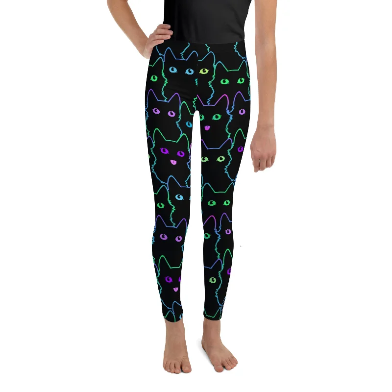 Mystic Halloween Cats Youth Leggings