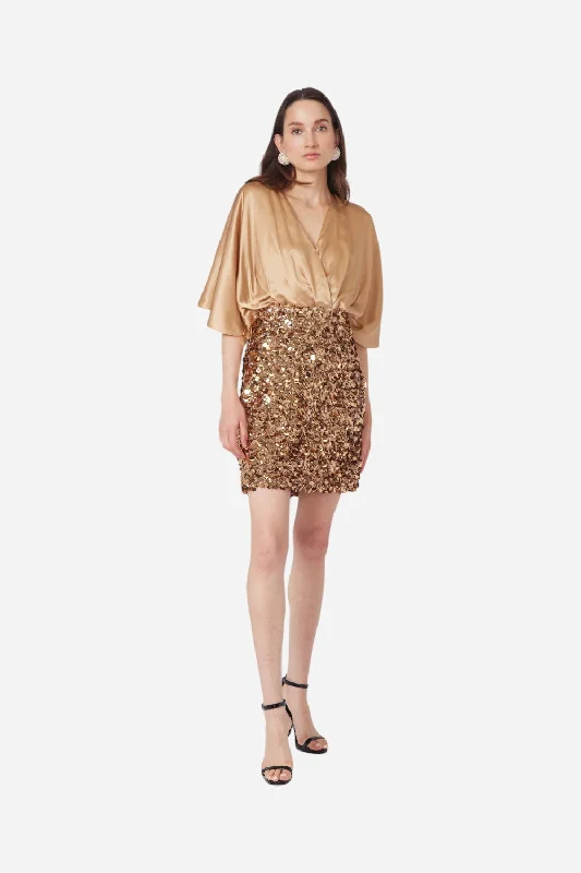 Gilner Farrar Nadine Dress in Gold Paillets