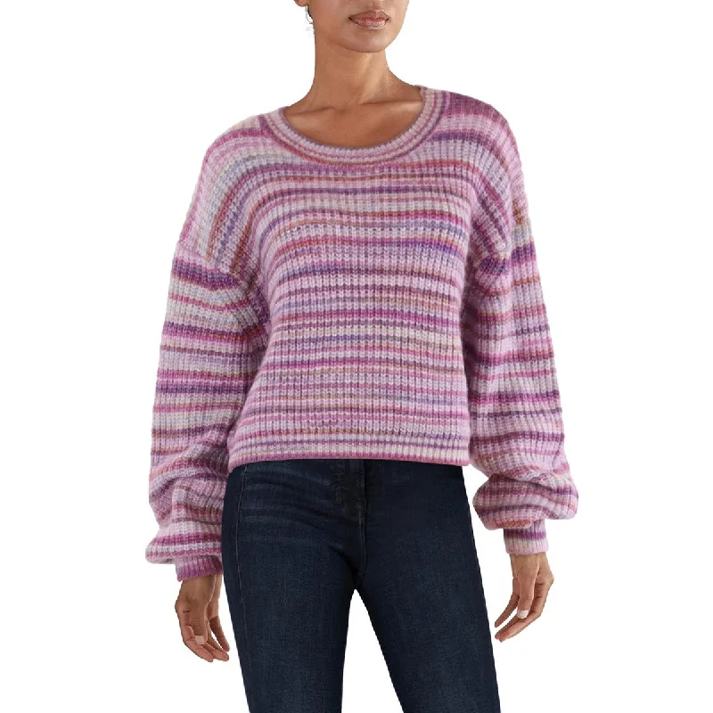 Womens Crewneck Ribbed Pullover Sweater