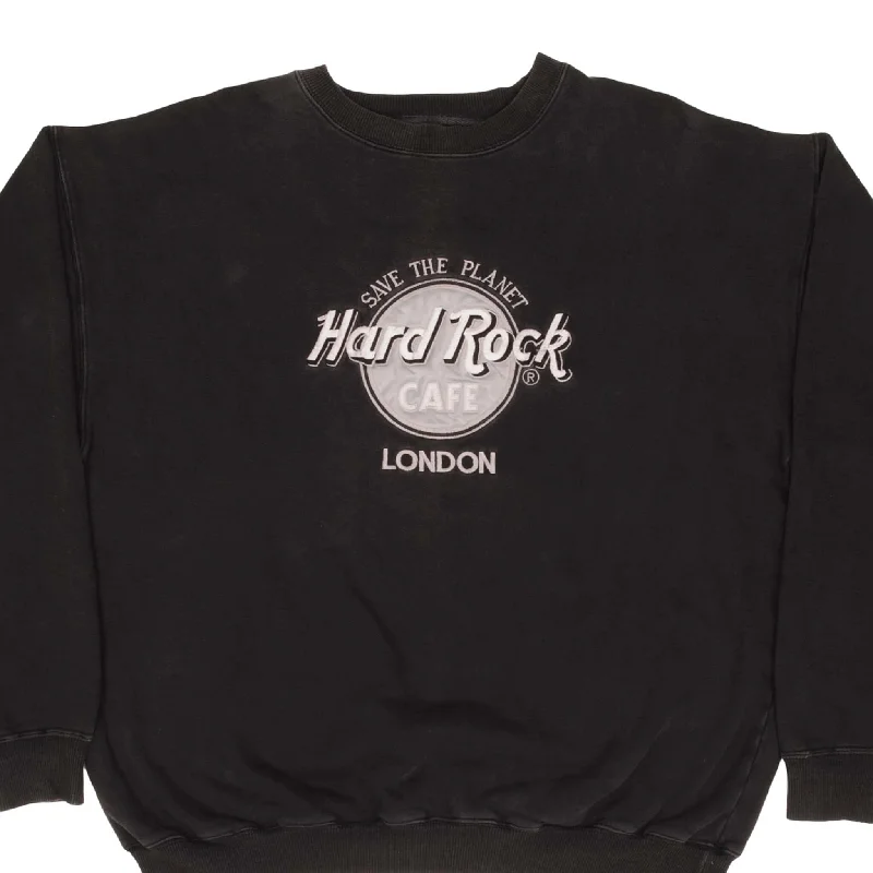 VINTAGE HARD ROCK CAFE SAVE THE PLANET LONDON BLACK SWEATSHIRT 1990S SIZE XL