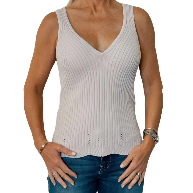 Pointelle Sweater Tank In Turtle Dove Pale Grey