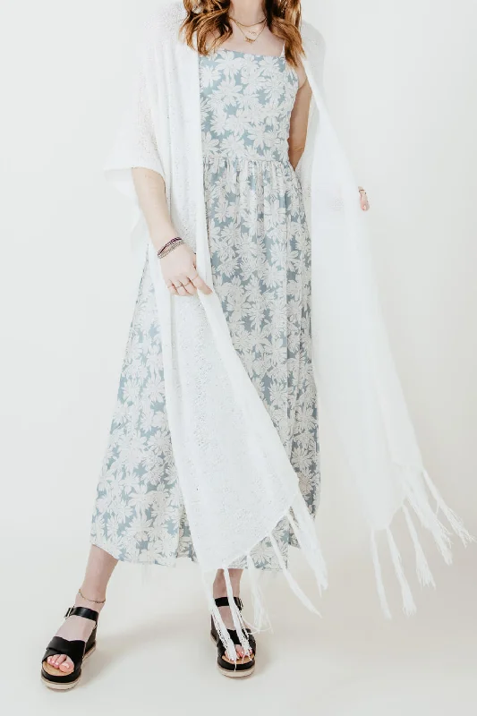 Long Fringe Kimono for Women in Ivory | CLK410133-IVORY