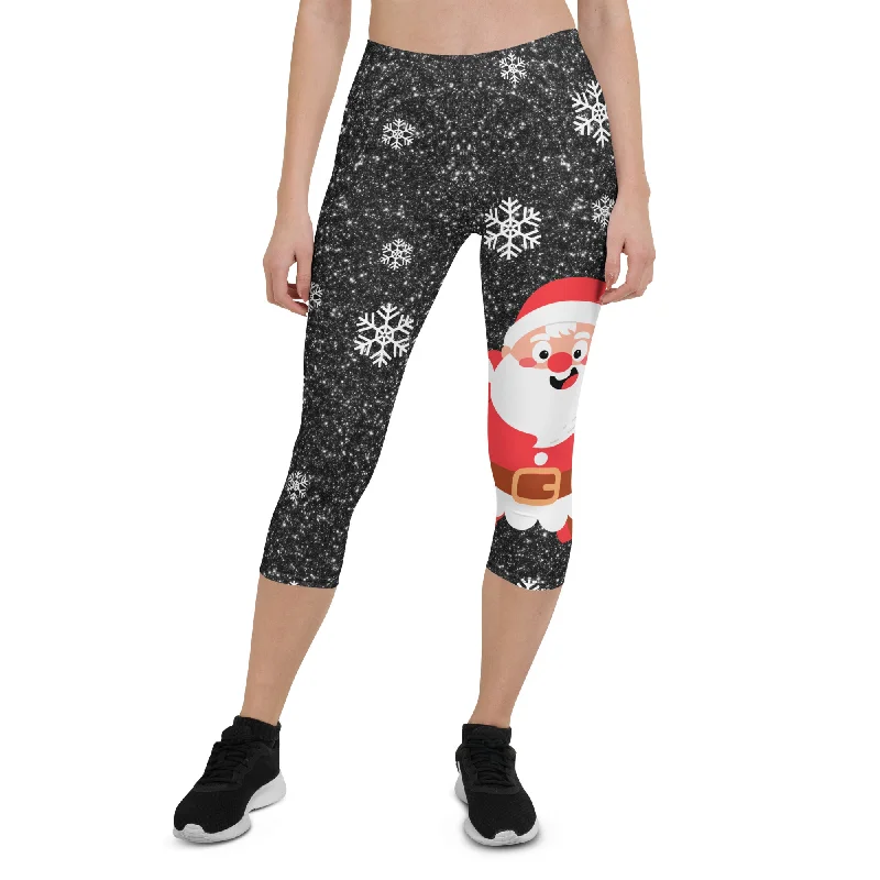 Sparkly Santa Print Capris