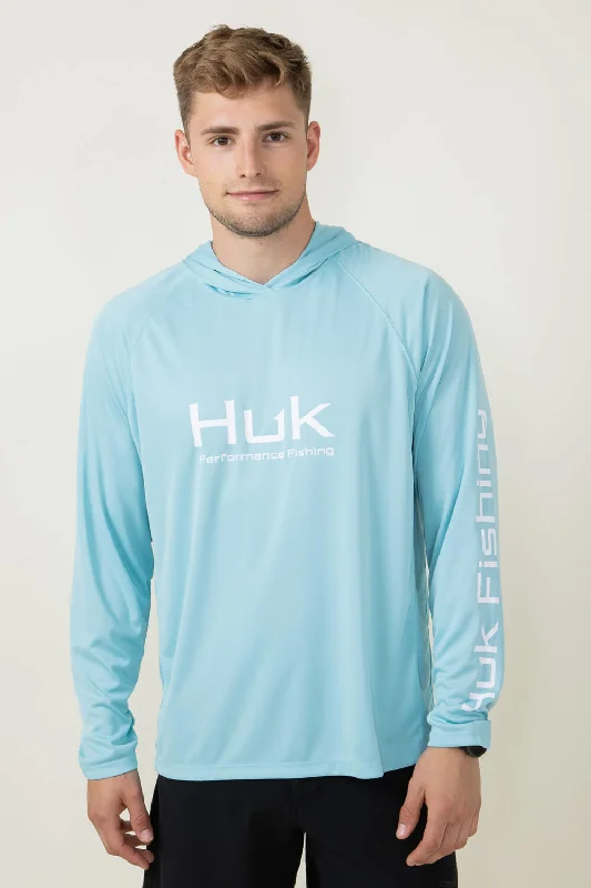 Huk Fishing Pursuit Vented Hoodie for Men in Blue | H1200525-372-MARINEBLUE