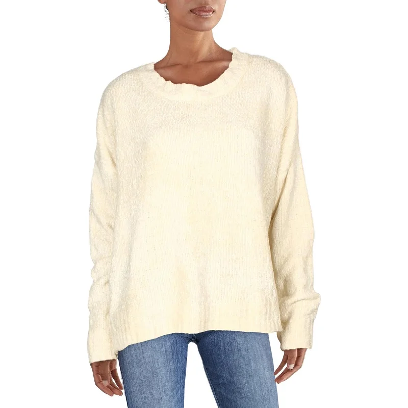 Womens Crop Ribbed Trim Sweater