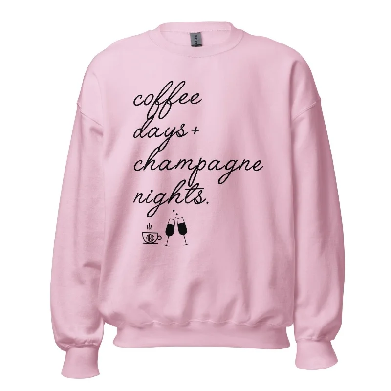 Monogrammed 'Coffee Days + Champagne Nights' Crewneck Sweatshirt