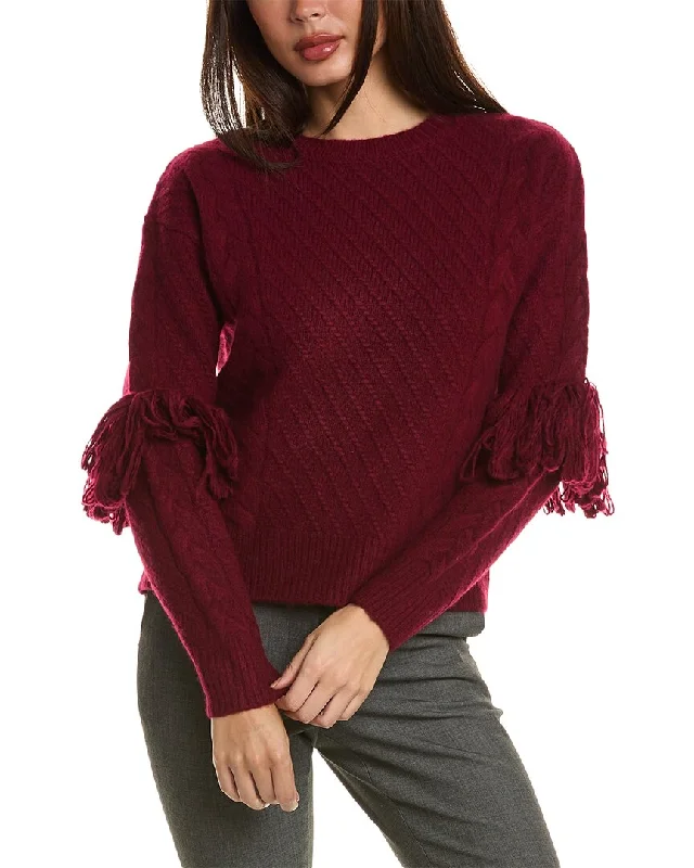 Elie Tahari Fringe Wool & Cashmere-Blend Sweater