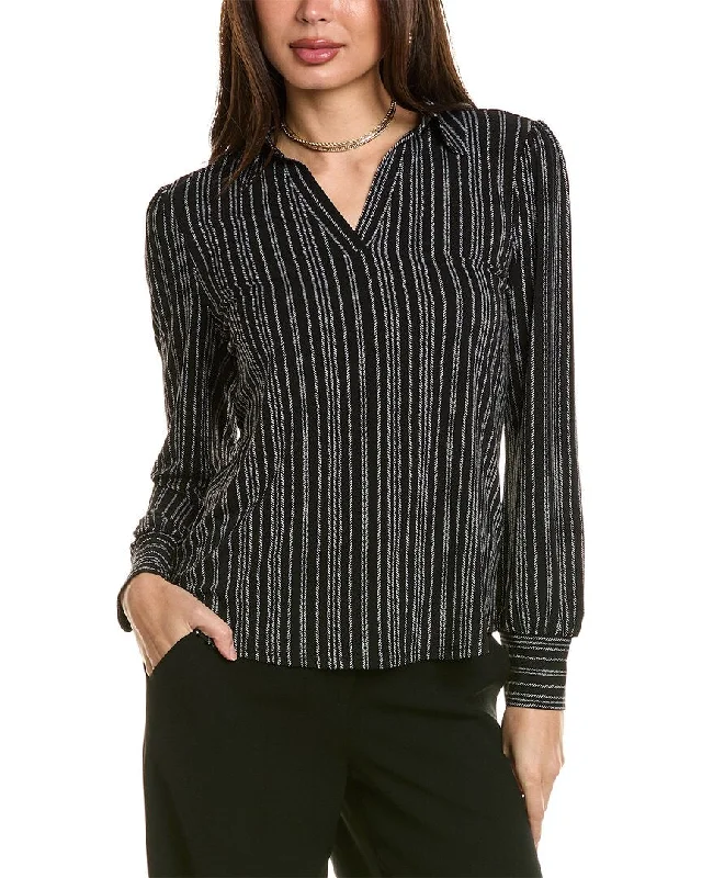 Adrianna Papell Collared V-Neck Knit Top