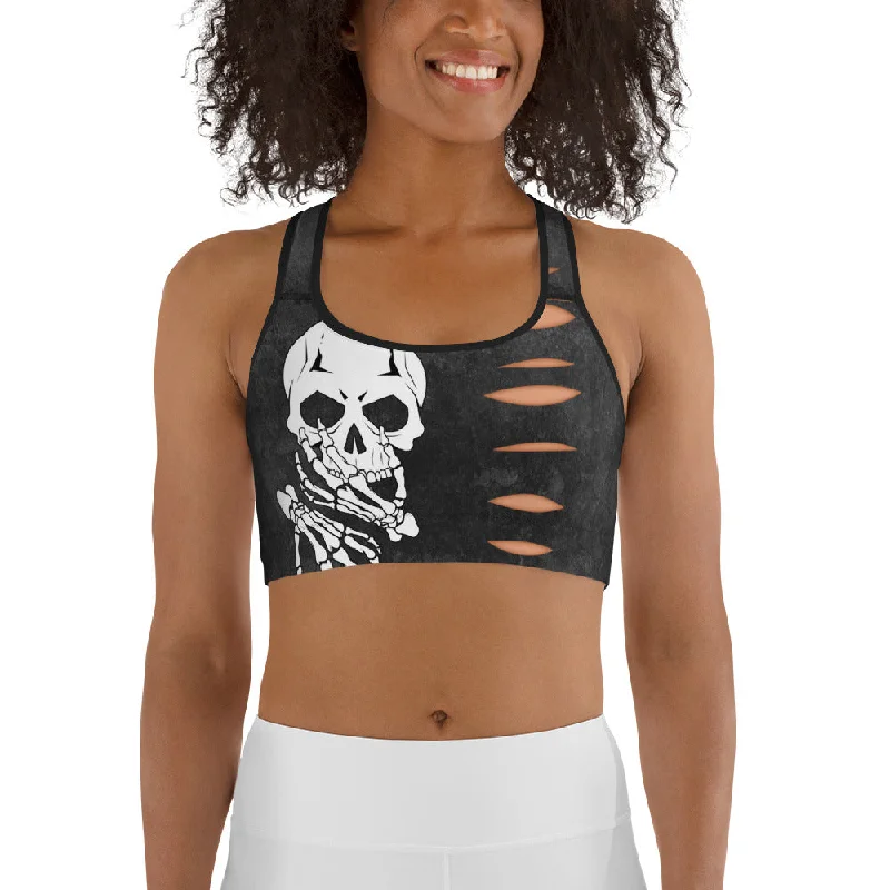 Skeleton 3D Cut Out Effect Sports Bra