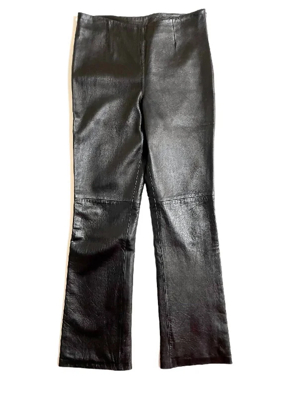 Women's Leather Leg Lined Bootcut Pants In Black