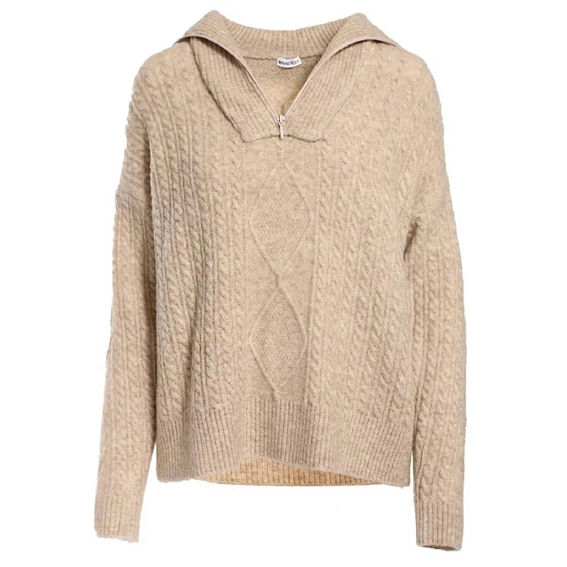 Cuddle Cable Half Zip Pullover In Wheat