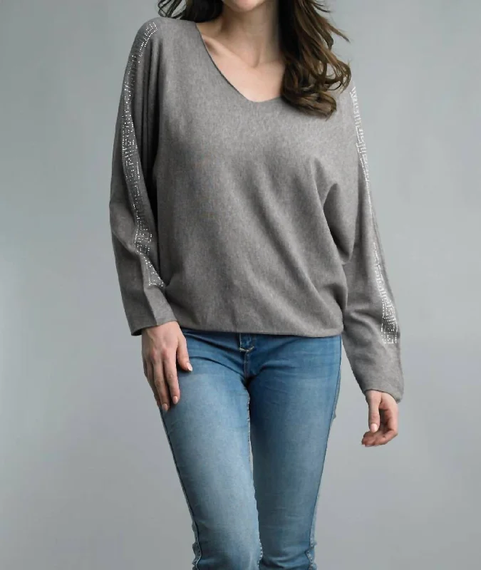 Dolman Sleeve Sparkle Sweater In Taupe