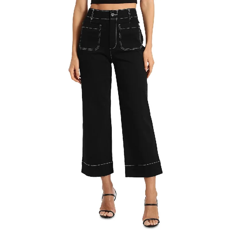 Womens Embroidered Solid Wide Leg Pants