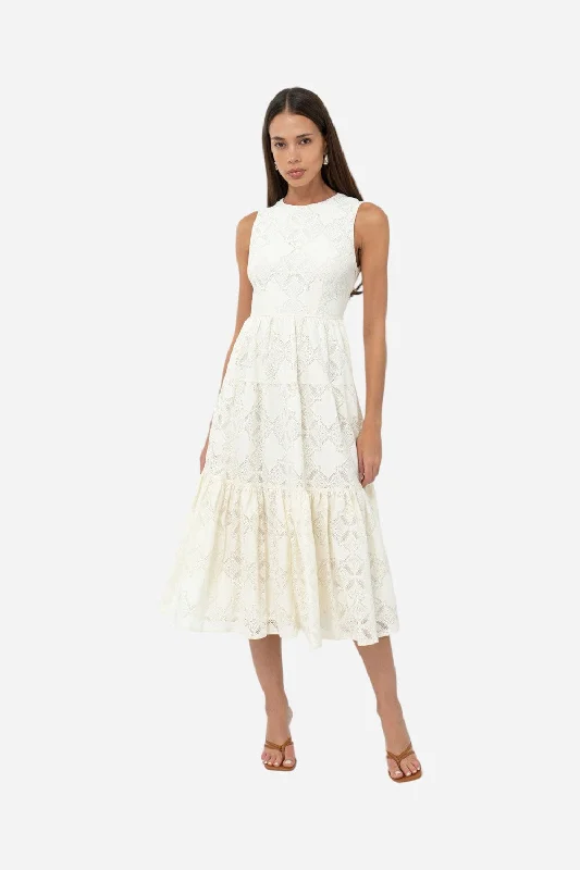 Adelyn Rae Marina Lace Tiered Midi Dress