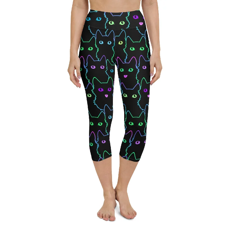 Mystic Halloween Cats Yoga Capris