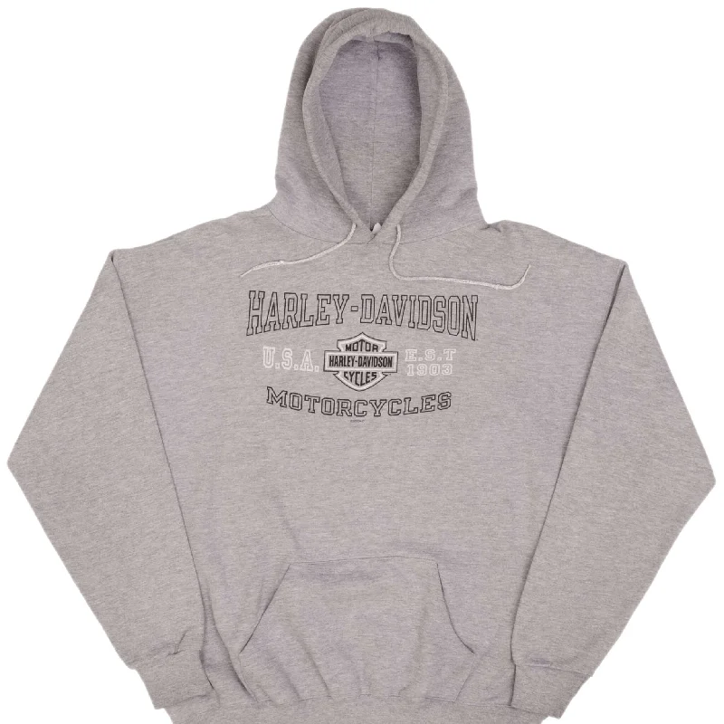 VINTAGE HARLEY DAVIDSON LOUD & PROUD GREY HOODIE SWEATSHIRT 2002 SIZE XL