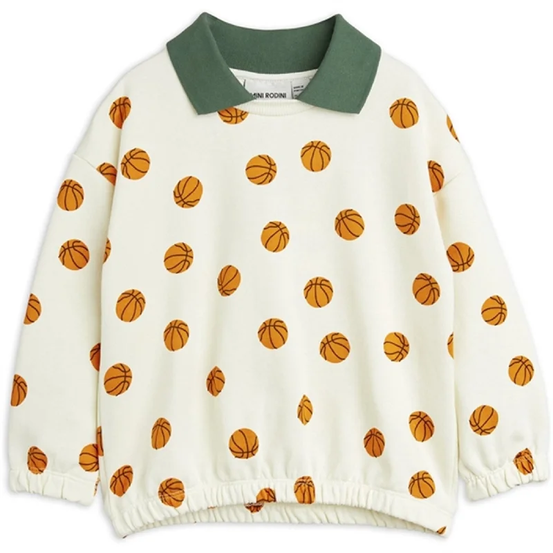 Mini Rodini Offwhite Basketball Aop Collar Sweatshirt