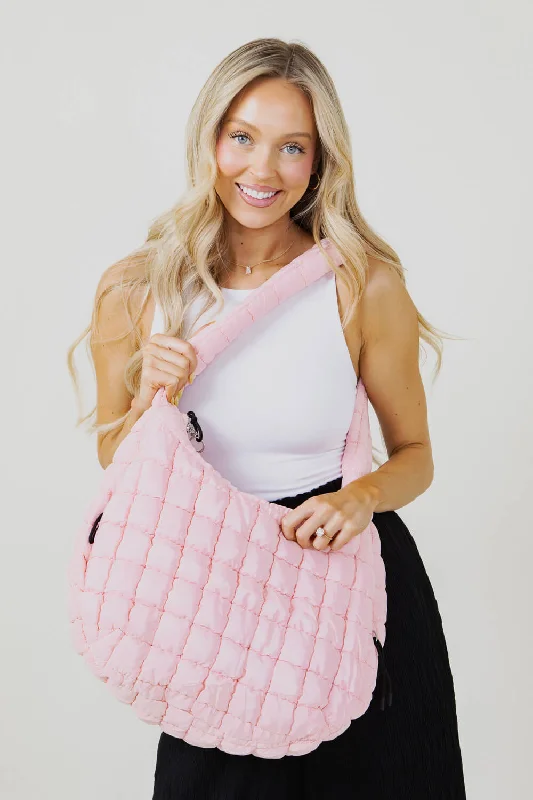 Large Quilted Puffer Bag for Women in Pink | PB9801-LIGHTPINK