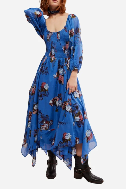 Free People Morning Glory Maxi Dress in Dutch Blue Combo