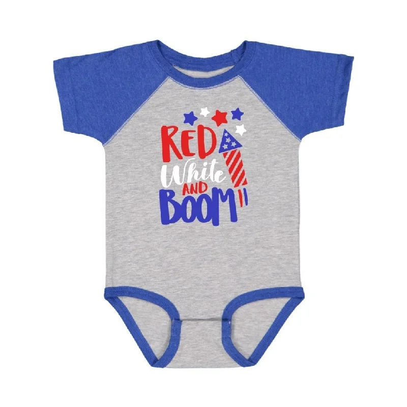 Boys Red White and Boom Onesie