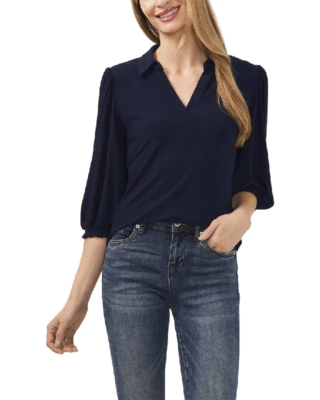 Cece Split Neck 3/4 Sleeve Knit Top