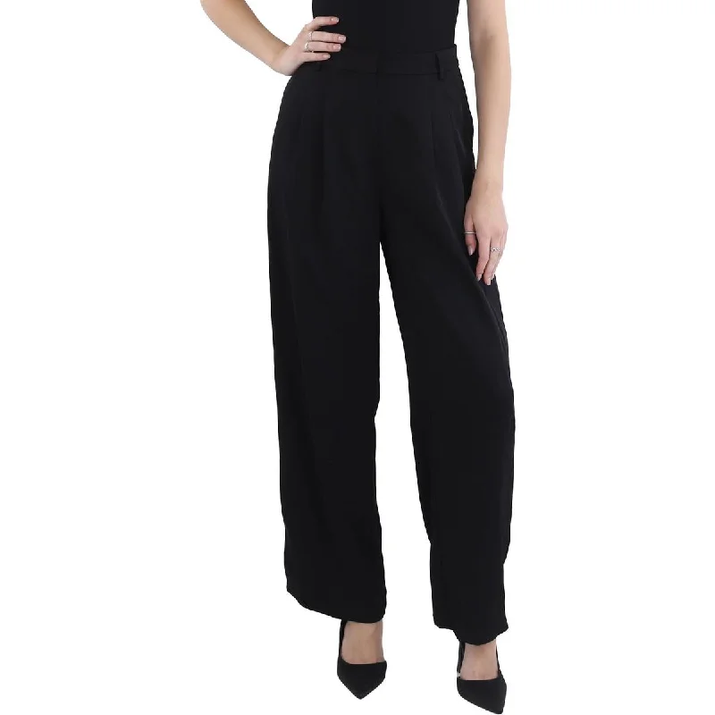 Womens High Rise Pleated Wide Leg Pants