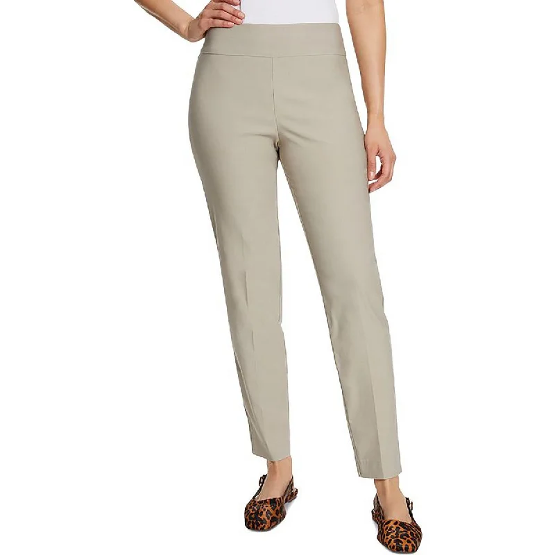 Womens Solid Mid Rise Ankle Pants