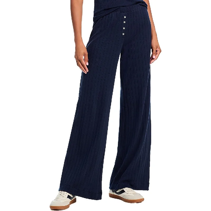 Womens Pointelle Boxer Wide Leg Pants