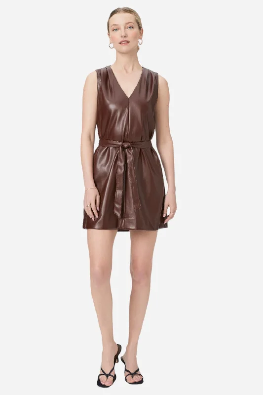 Paige Luisa Dress in Rum Raisin Faux Leather