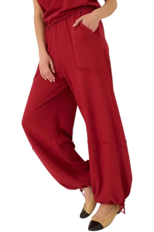 Mystic Parachute Terry Jogger Pants In Red