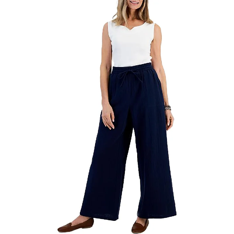 Womens Pocket Gauze Palazzo Pants