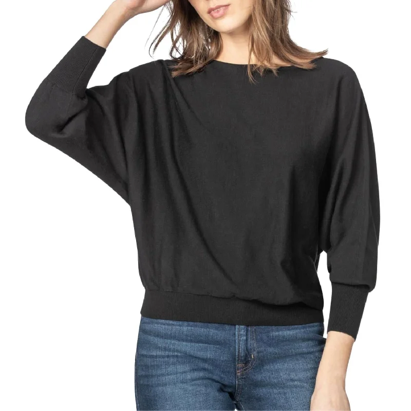 Dolman Sleeve Boatneck Sweater In Black