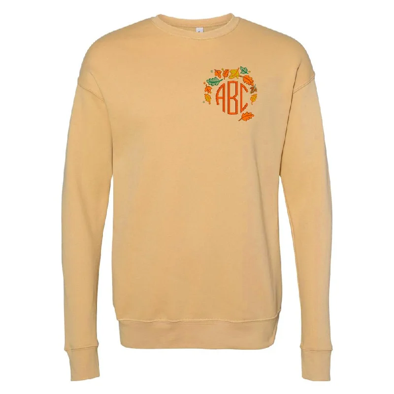 Monogrammed Fall Leaves Premium Crewneck Sweatshirt