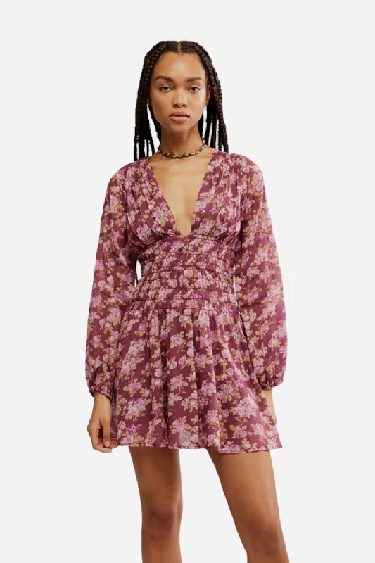 Free People Keep You Mini Dress in Berry Combo