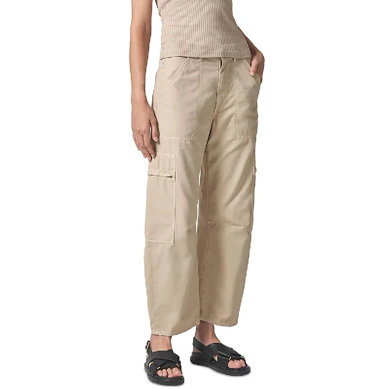 Womens Deep Pocket Solid Cargo Pants