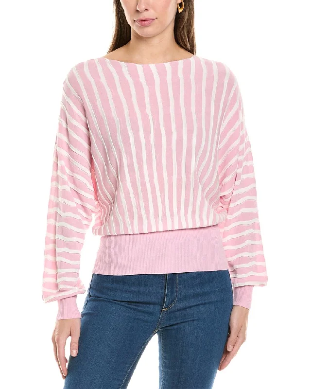 Lafayette 148 New York Irregular Stripe Dolman Wool Sweater