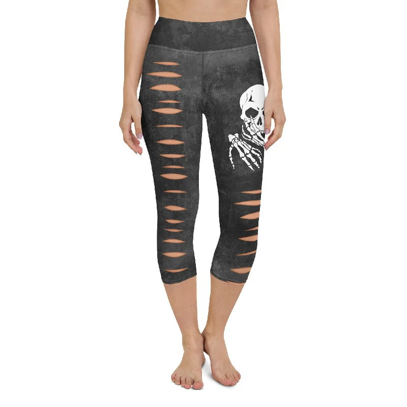 Skeleton 3D Cut Out Effect Yoga Capris