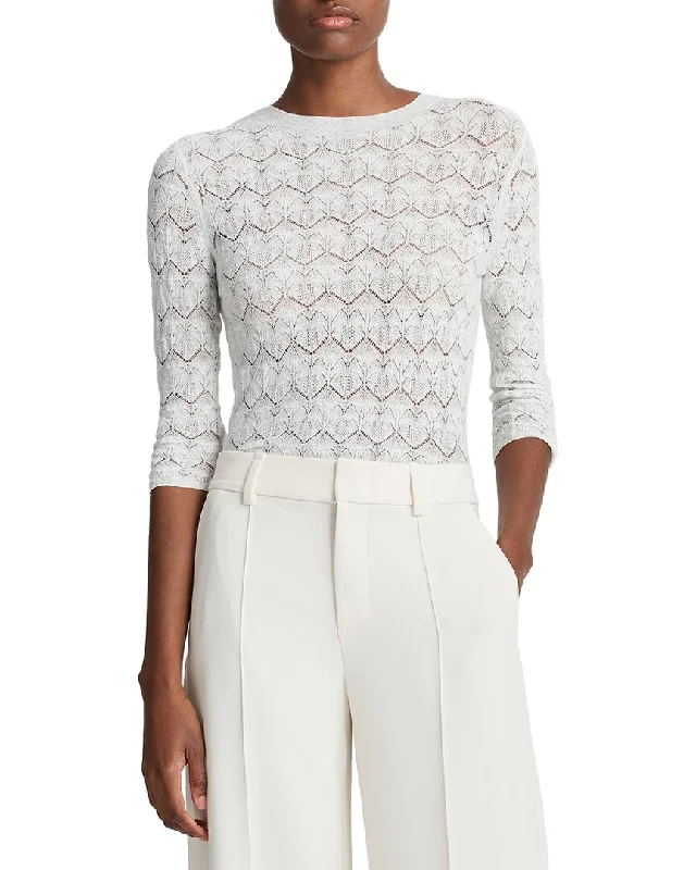 Vince Fine Lace 3/4-Sleeve Top