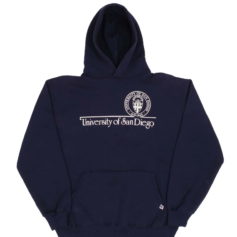 VINTAGE UNIVERSITY OF SAN DIEGO RUSSELL HOODIE SWEATSHIRT 1990S LARGE MADE USA