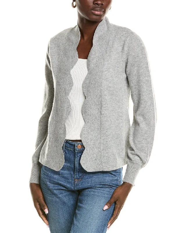 Sofiacashmere Scallop Edge Cashmere Cardigan