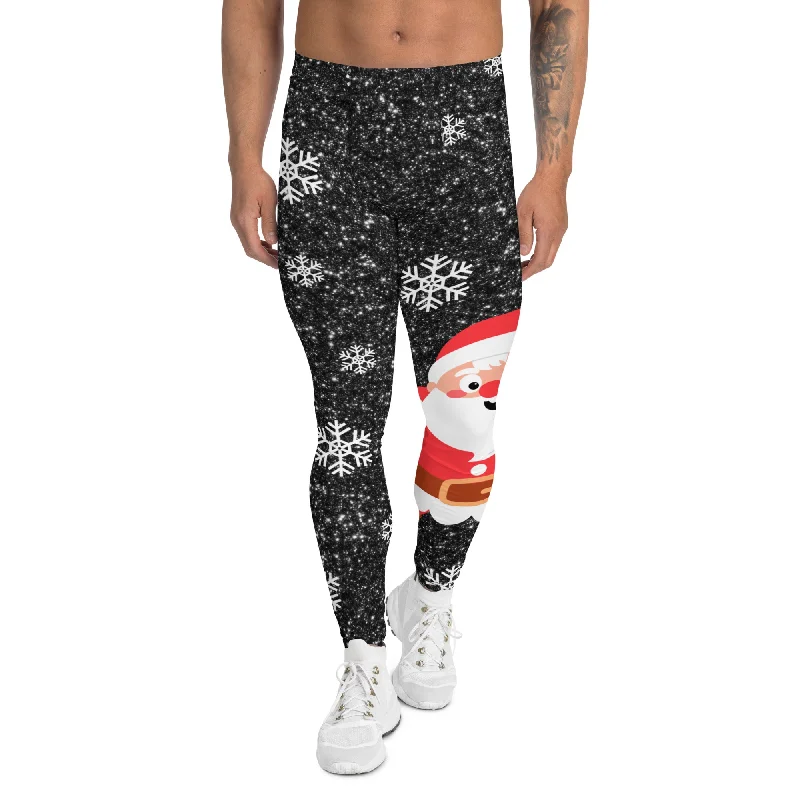 Sparkly Santa Print Men's Leggings