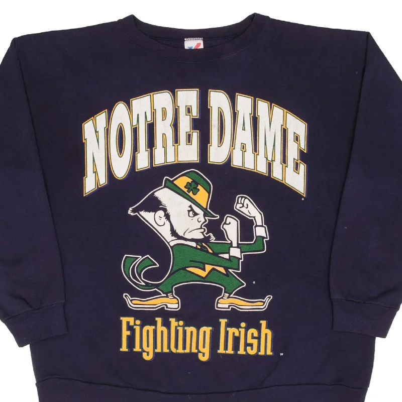 VINTAGE NCAA NOTRE DAME UNIVERSITY IRISH BLUE SWEATSHIRT 1990S 2XL MADE IN USA