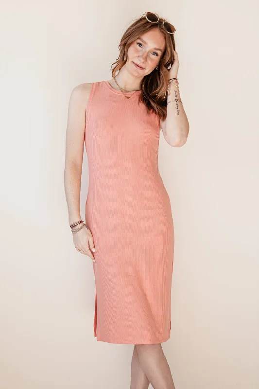 Thread & Supply Ribbed Dress for Women in Coral | D1072RSTS-CORAL